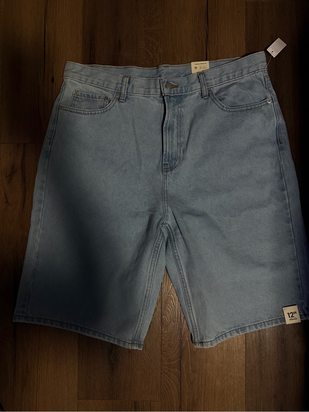 NWT Sz 36 No Boundaries Men’s Denim Shorts 100% Cotton 12” Inseam *Light Wash*